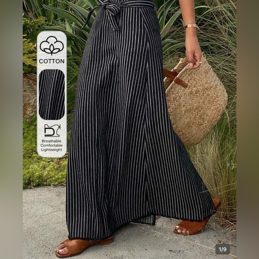 Striped Black Maxi Skirt